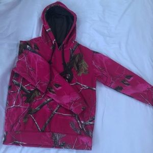 RealTree Pink Camo sweatshirt, brown inside hood